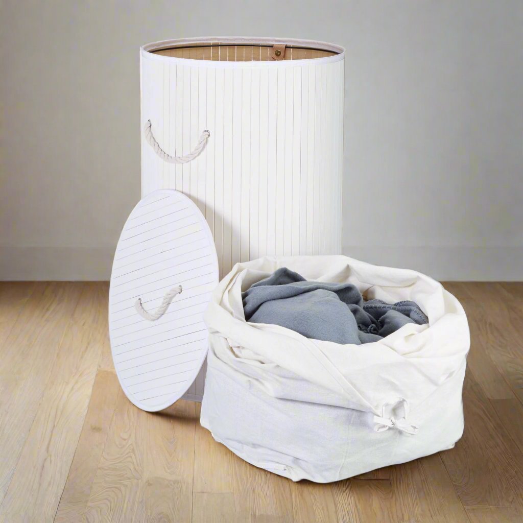 Panier de rangement - BambooLaundryBasket™ - Blanc - Solutions Rangement